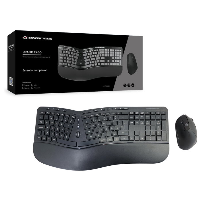 Conceptronic ORAZIO02PT Teclado y Ratón Inalámbrico Ergonómico QWERTY Portugués Negro para Oficina Conceptronic ORAZIO02PT Teclado y Ratón Inalámbrico Ergonómico QWERTY Portugués Negro para Oficina
