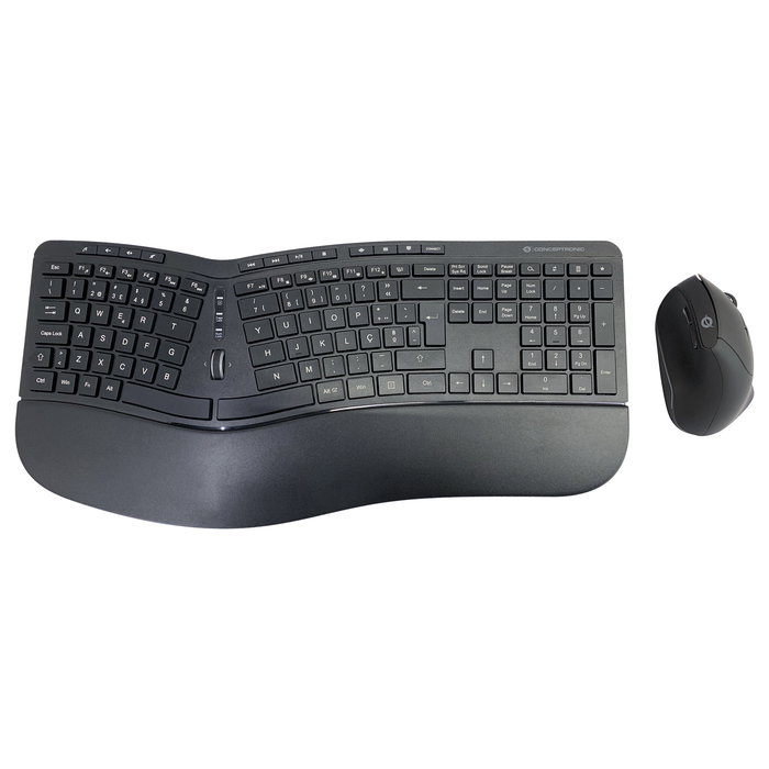 Conceptronic ORAZIO02PT Teclado y Ratón Inalámbrico Ergonómico QWERTY Portugués Negro para Oficina Conceptronic ORAZIO02PT Teclado y Ratón Inalámbrico Ergonómico QWERTY Portugués Negro para Oficina