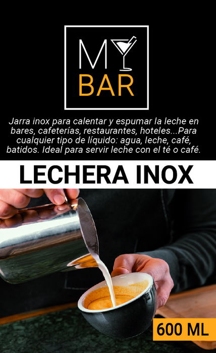 My Bar Lechera Inox 600 ml | 9.1 cm (ancho) x 10.3 cm (alto) x 12.5 cm (largo) (12 Unidades)