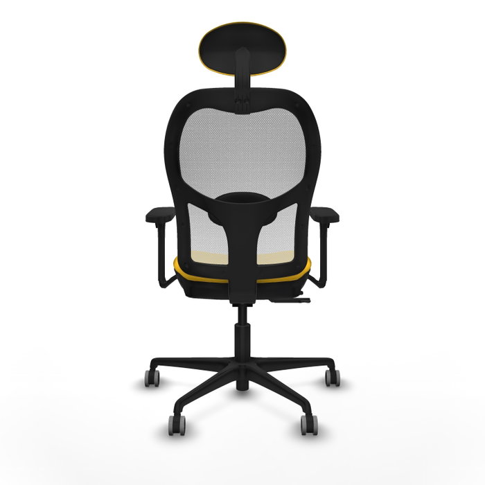 PIQUERAS Y CRESPO Silla de oficina Jorquera con mecanismo Sincro/Traslack, Similpiel Amarillo y Malla Blanco