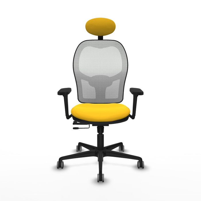 PIQUERAS Y CRESPO Silla de oficina Jorquera con mecanismo Sincro/Traslack, Similpiel Amarillo y Malla Blanco