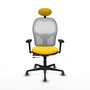 PIQUERAS Y CRESPO Silla de oficina Jorquera con mecanismo Sincro/Traslack, Similpiel Amarillo y Malla Blanco