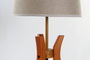 DKD Home Decor Lámpara de Sobremesa Madera y Poliéster Marrón y Beige