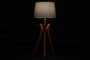 DKD Home Decor Lámpara de Sobremesa Madera y Poliéster Marrón y Beige