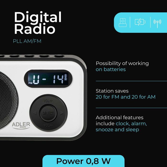 Adler AD 1906 Radio digital PLL AM/FM Adler AD 1906 Radio digital PLL AM/FM