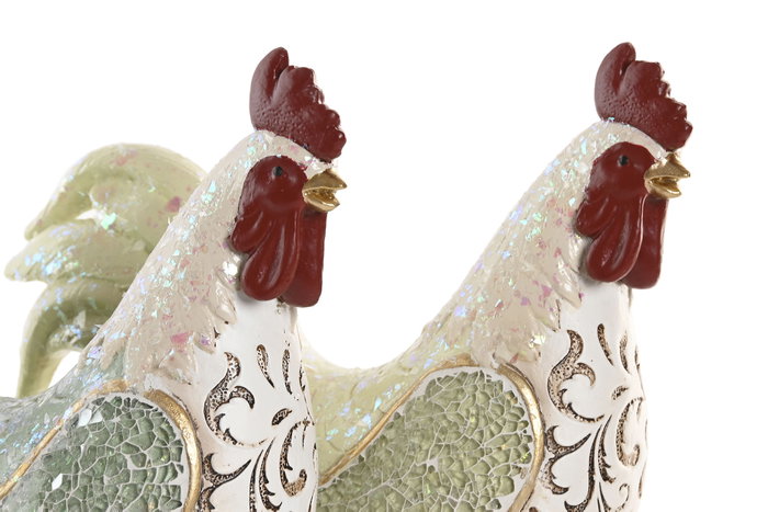 DKD Home Decor Figuras de Resina Gallo Surtido de 2 Piezas Verde DKD Home Decor Figuras de Resina Gallo Surtido de 2 Piezas Verde