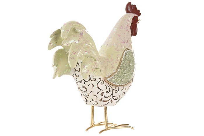 DKD Home Decor Figuras de Resina Gallo Surtido de 2 Piezas Verde DKD Home Decor Figuras de Resina Gallo Surtido de 2 Piezas Verde