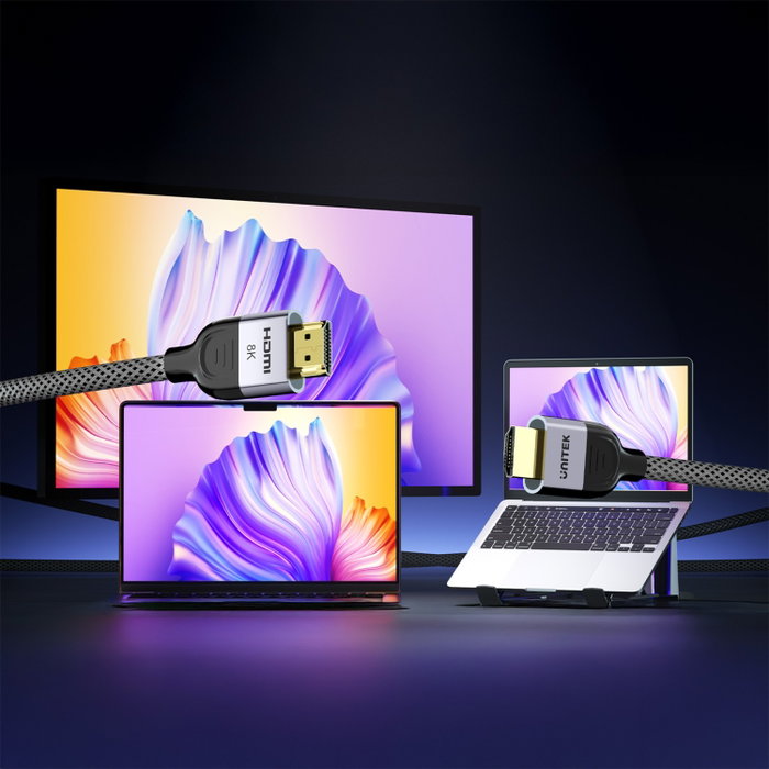 Unitek Cable 8K LUX HDMI 2.1 Trenzado 3m Negro-Gris