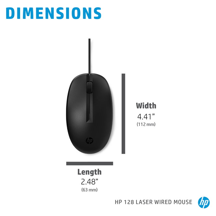 HP Ratón láser 128 Negro