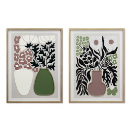 DKD Home Decor Cuadro Lienzo Florero 3D Set de 4 Unidades 45x60 cm