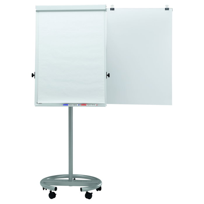 MAUL Flipchart MAULoffice con base redonda y 2 portapapeles plata