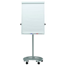 MAUL Flipchart MAULoffice con base redonda y 2 portapapeles plata