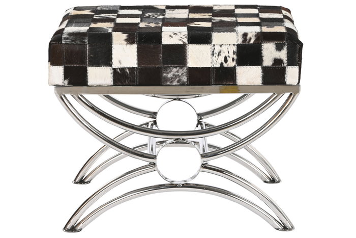 DKD Home Decor Descalzadora Acero y Piel con Rombos