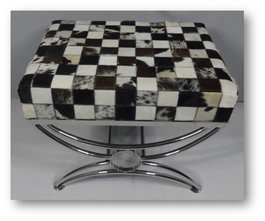 DKD Home Decor Descalzadora Acero y Piel con Rombos
