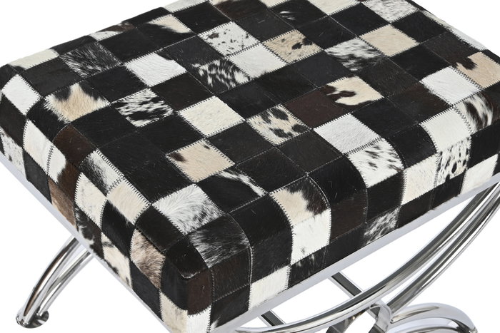 DKD Home Decor Descalzadora Acero y Piel con Rombos
