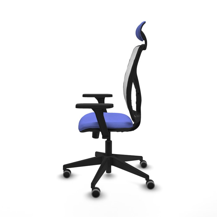 Silla de oficina Motilla con mecanismo Sincro tapizada con Tela color Azul claro y malla color Blanco. Equipada con lumbar 1D, Brazos 3D, Cabecero Fijo y Ruedas 65 mm parqué Silla de oficina Motilla con mecanismo Sincro tapizada con Tela color Azul claro y malla color Blanco. Equipada con lumbar 1D, Brazos 3D, Cabecero Fijo y Ruedas 65 mm parqué