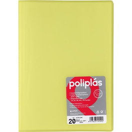 Grafoplás Carpeta con Fundas Poliplás Soldadas Folio 20 Fundas PP Semirrígido Translúcido Amarillo Soft