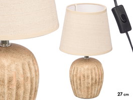 Giftdecor Lámpara Envejecida Rayas Verticales 27 cm Cerámica y Tela Marrón E27 (Set de 8)