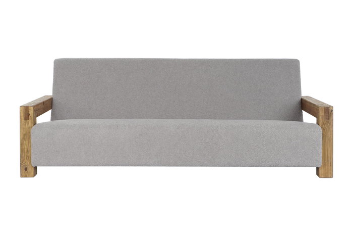 DKD Home Decor Sofá Gris Claro Natural 221 x 94 x 83 cm Boucle Poliester Madera Reciclada DKD Home Decor Sofá Gris Claro Natural 221 x 94 x 83 cm Boucle Poliester Madera Reciclada