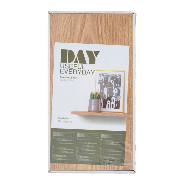 Day Estante Flotante 38x20x1,8 cm MDF Efecto Madera Soporte Metal