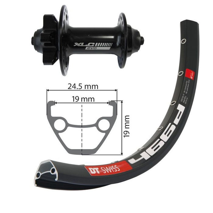 XLC Rueda delantera 27.5" DT-Swiss 466D Disc, 32 agujeros, Aluminio, negro, ETRTO 584-19 XLC Rueda delantera 27.5" DT-Swiss 466D Disc, 32 agujeros, Aluminio, negro, ETRTO 584-19