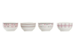 DKD Home Decor Cuencos de Porcelana New Bone, Surtido de 4 Unidades, 480ml