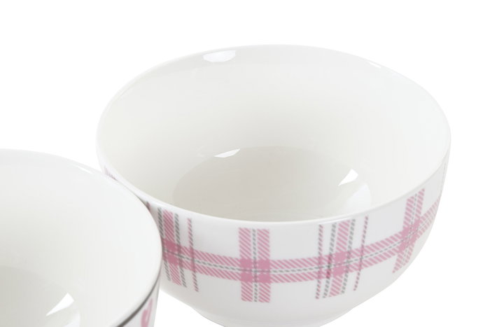 DKD Home Decor Cuencos de Porcelana New Bone, Surtido de 4 Unidades, 480ml