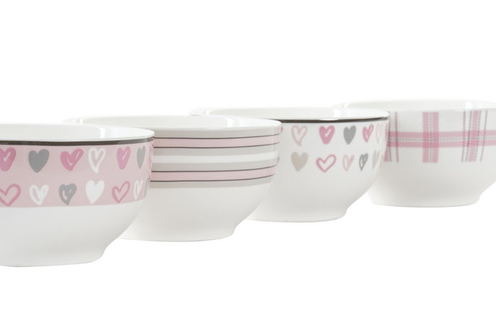 DKD Home Decor Cuencos de Porcelana New Bone, Surtido de 4 Unidades, 480ml