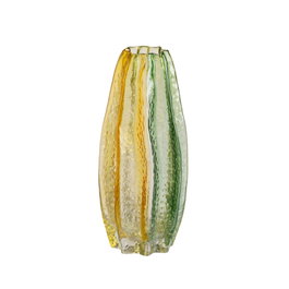 Jarrón Verde-Amarillo Cristal Decoración 13,50 X 13,50 X 30 (Set de 2)