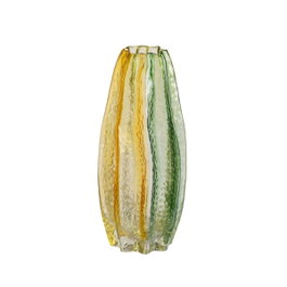 Ixia Jarrón de Cristal Decoración Verde-Amarillo 13,50 x 13,50 x 30