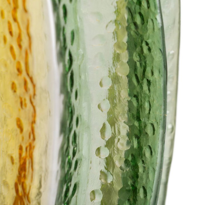 Ixia Jarrón de Cristal Decoración Verde-Amarillo 13,50 x 13,50 x 30