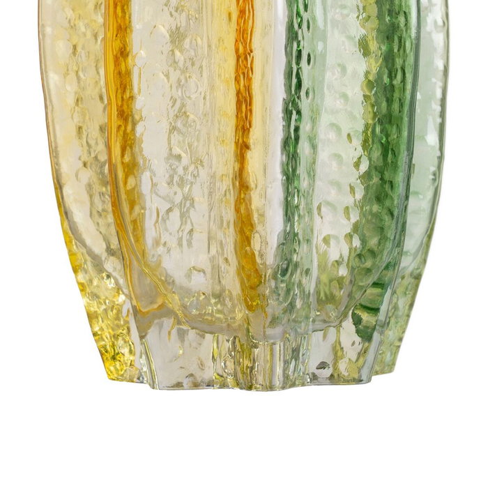 Ixia Jarrón de Cristal Decoración Verde-Amarillo 13,50 x 13,50 x 30