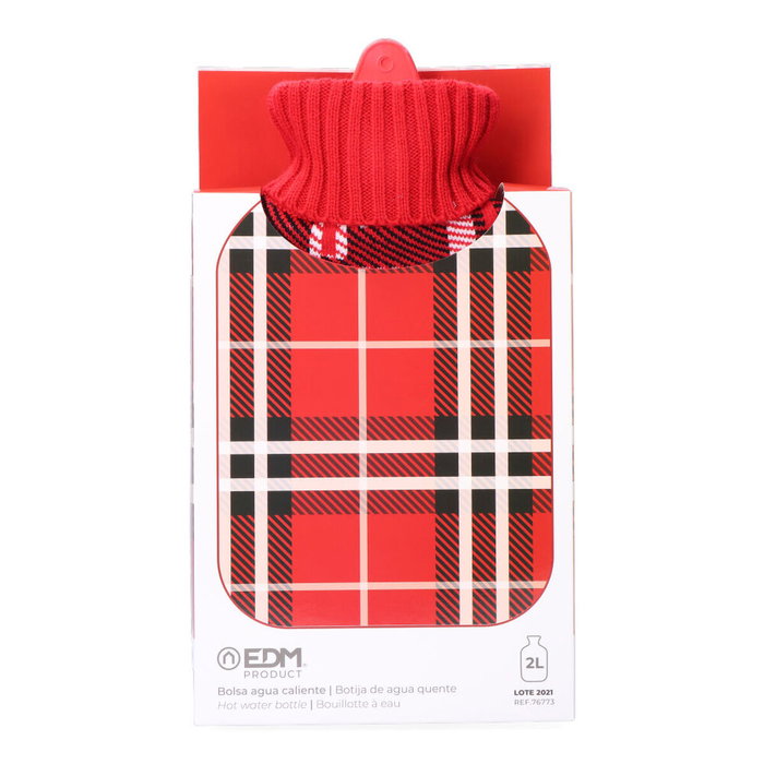 Edm Bolsa de agua caliente modelo clásico escoces rojo 2 l