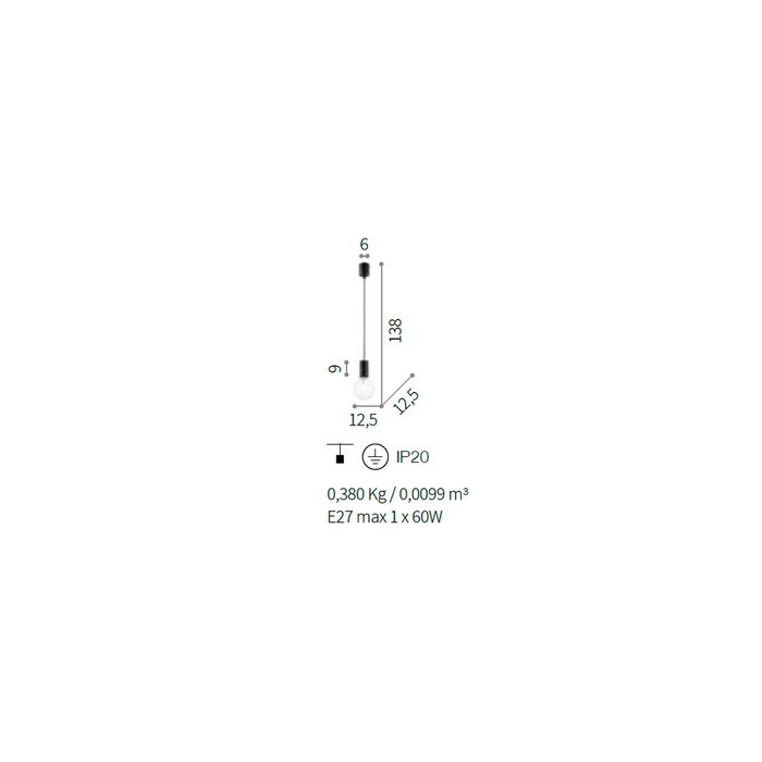 Hugo Lámpara Colgante E27 1 Luz Metal Hugo Lámpara Colgante E27 1 Luz Metal