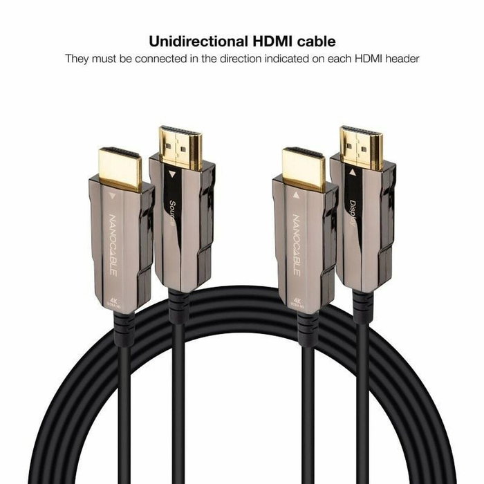 Nanocable Cable HDMI V2.0 AOC 4K@60Hz 18Gbps Negro 100m