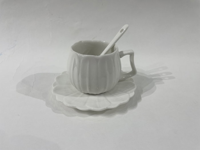 DKD Home Decor Set de Café de 6 Piezas en Porcelana Blanca 120ml