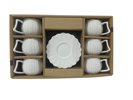 DKD Home Decor Tazas de Café de Porcelana Blanca, Set de 6 Piezas, 120ml, Apto Microondas y Lavavajillas, 7.5 x 5.5 x 10 cm