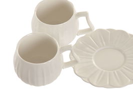 DKD Home Decor Tazas de Café de Porcelana Blanca, Set de 6 Piezas, 120ml, Apto Microondas y Lavavajillas, 7.5 x 5.5 x 10 cm