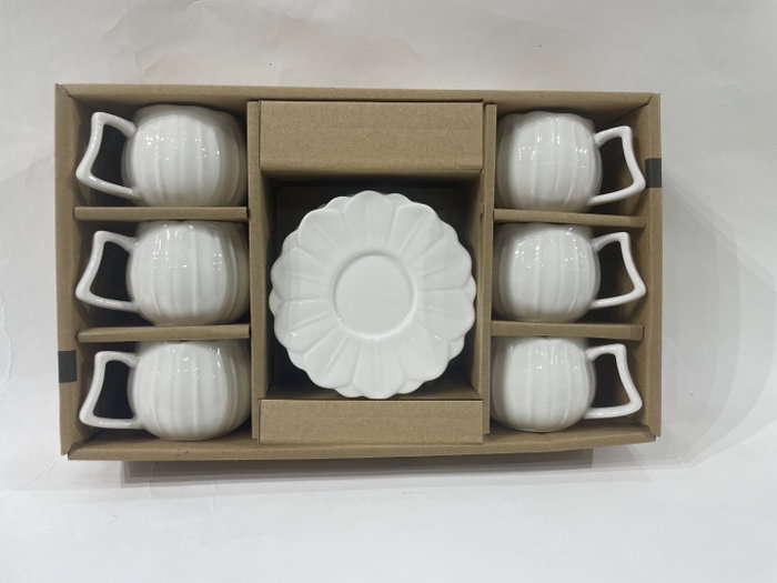 DKD Home Decor Set de Café de 6 Piezas en Porcelana Blanca 120ml