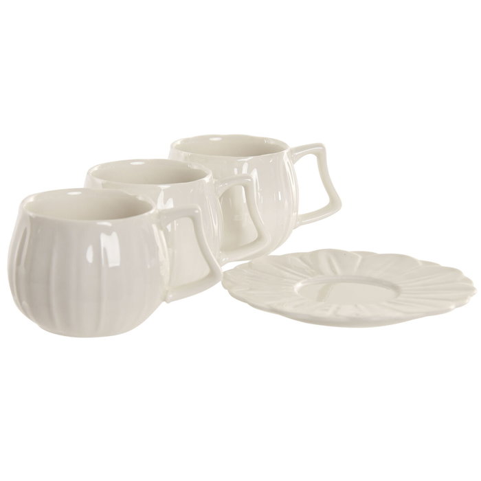 DKD Home Decor Set de Café de 6 Piezas en Porcelana Blanca 120ml