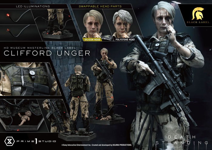 Death Stranding Estatua 1/2 Clifford Unger Black Label 103 cm