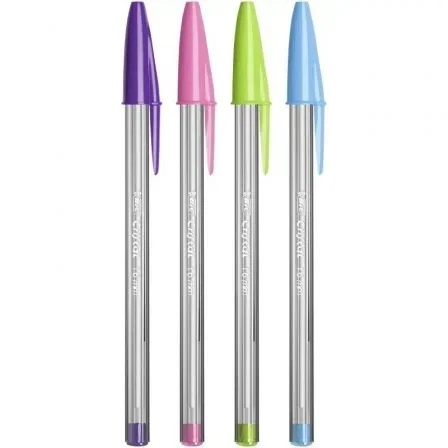 Bic 921342 Bolígrafos Cristal Fun, 10 Unidades, Colores Surtidos (Rosa, Morado, Turquesa, Lima), Punta 1.6 mm