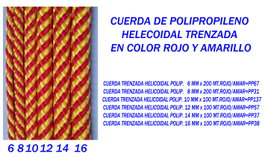 Cuerda trenzada helicoidal polipropileno/rafia 10 mm x 100 m rojo/amarillo