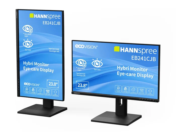 Hannspree Monitor Hybri EB241CJB 60.5 cm (23.8") Full HD 1920x1080 75Hz HDMI DisplayPort USB-C USB Hub 65W Altavoces Altura Ajustable Pivot Negro