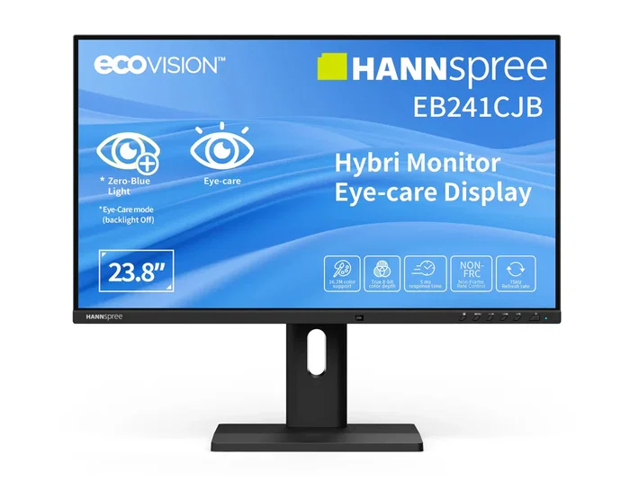 Hannspree Monitor Hybri EB241CJB 60.5 cm (23.8") Full HD 1920x1080 75Hz HDMI DisplayPort USB-C USB Hub 65W Altavoces Altura Ajustable Pivot Negro