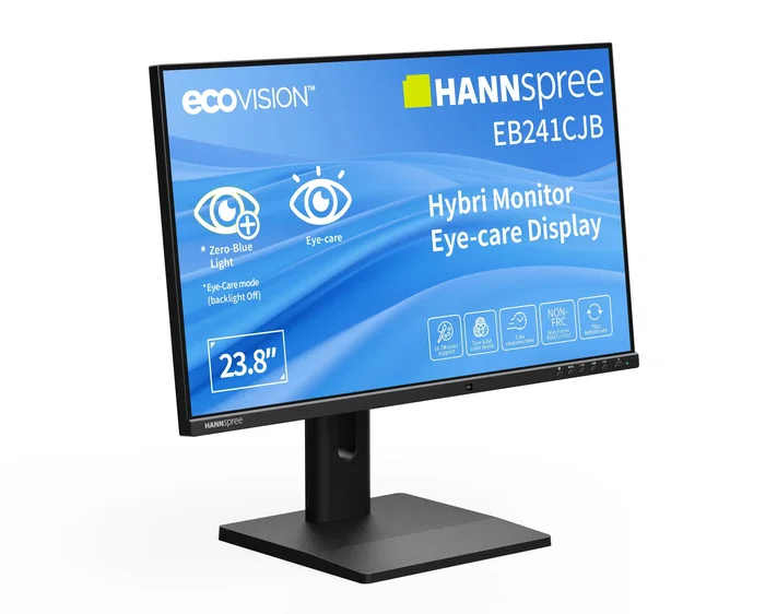 Hannspree Monitor Hybri EB241CJB 60.5 cm (23.8") Full HD 1920x1080 75Hz HDMI DisplayPort USB-C USB Hub 65W Altavoces Altura Ajustable Pivot Negro