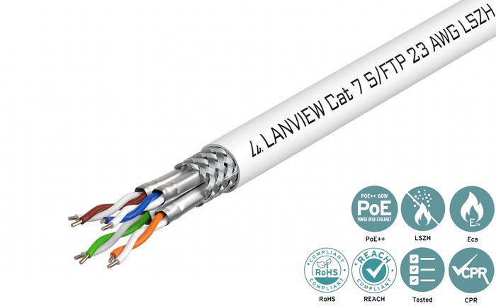 Lanview Cable Cat7 S-FTP 4x2xAWG23 LSZH Blanco 500m Lanview Cable Cat7 S-FTP 4x2xAWG23 LSZH Blanco 500m