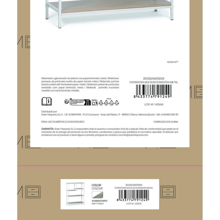 Moblekit Estantería Multiusos Madera-Metal