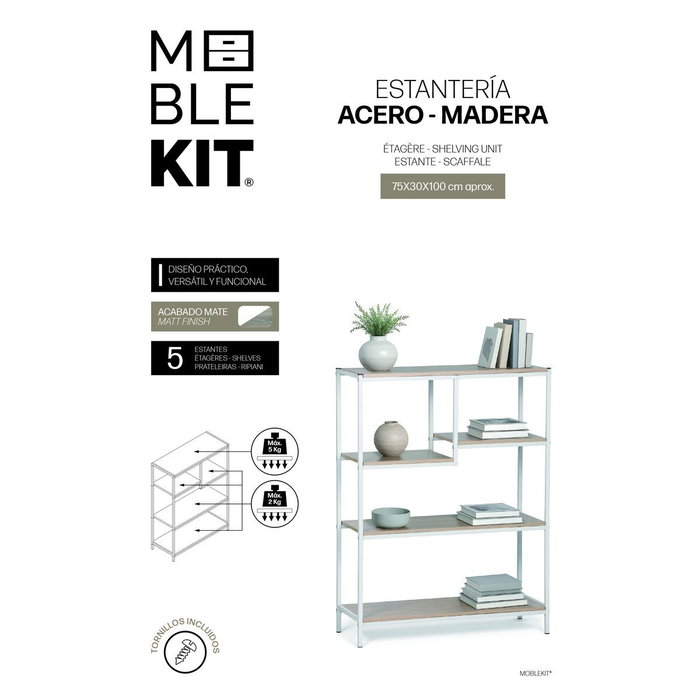 Moblekit Estantería Multiusos Madera-Metal
