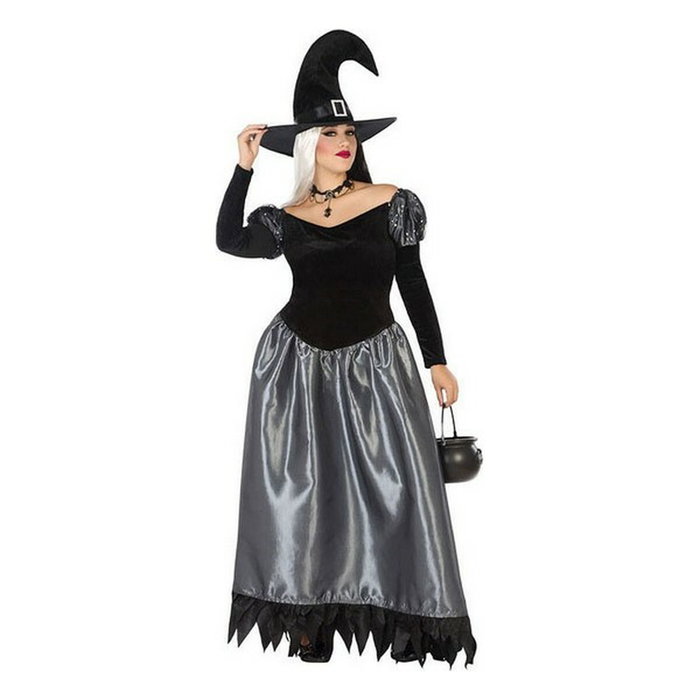 Otros Disfraz de Bruja Plateada para Halloween Mujer Adulto Talla XL - Vestido y Sombrero de Punta
